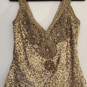 Reem Acra sequin embellished top;   colloe - gold; size - 8